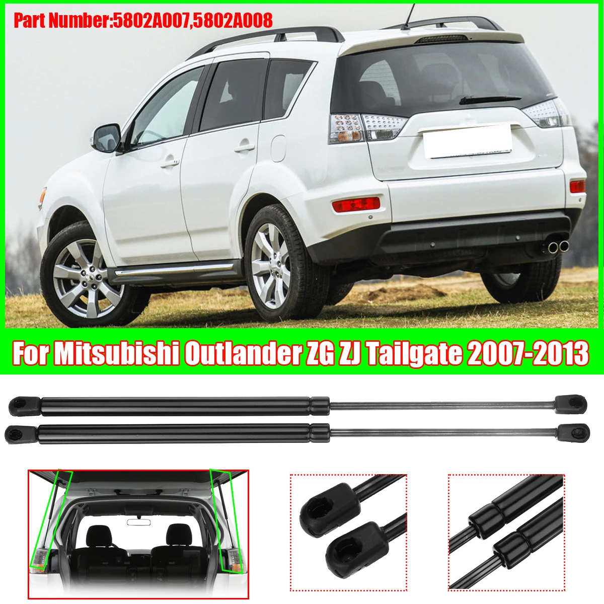 2Pcs Car styling Tailgate Gas Spring Rear Trunk Gas Struts 5802A007 For ...