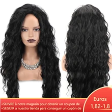 

GNIMEGIL Black Synthetic Wigs for Women Long Curly Wavy Wig with Bangs Ombre Freepart Hairline Water Wave Natural Wig for Girls