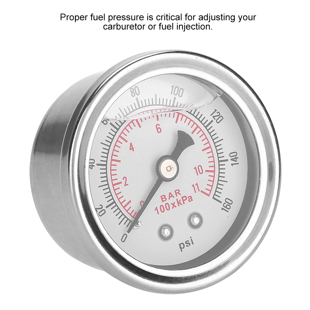 0-160 PSI/bar Car Fuel Pressure Regulator Gauge Liquid Fill Fuel/Oil Meter,racing car gauge,automotive gauge