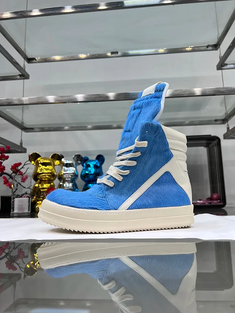 Casual Shoes Men Rojohns High Top Quality Leather Luxury Owen Geobasket Luxury Sneakers Horse Hair Thick Sole Ro Ankle Boots