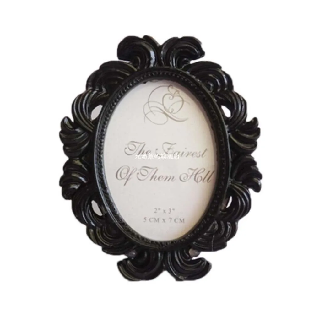 Elegant Floral Baroque Elliptical Photo Frame - Small Desktop Wedding Decor Gift in 3 Colors