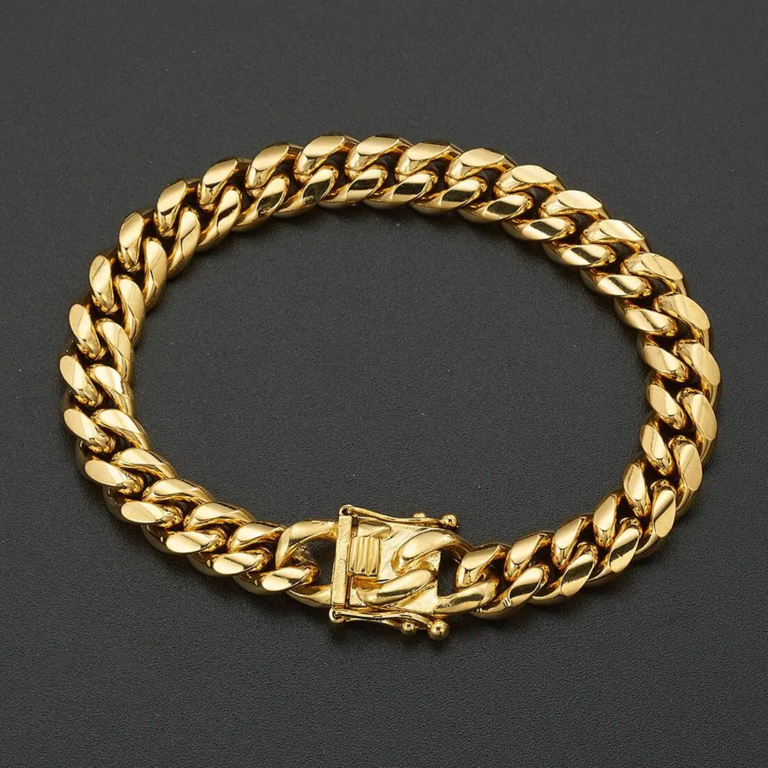 8/10/12/14/16/18mm Gold Color/Rose Gond Stainless Steel Curb Cuban Link Chain Bracelet Bangle Jewelry 7-11inch for Men Women - Image 5