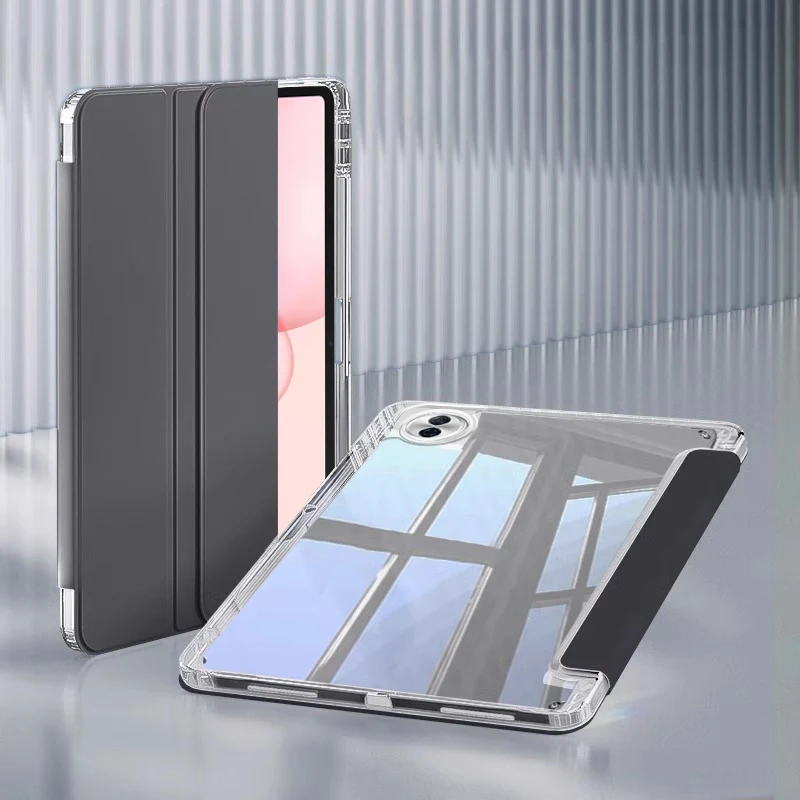 Clear Acrylic Trifold Stand Tablet Case with Pen Holder