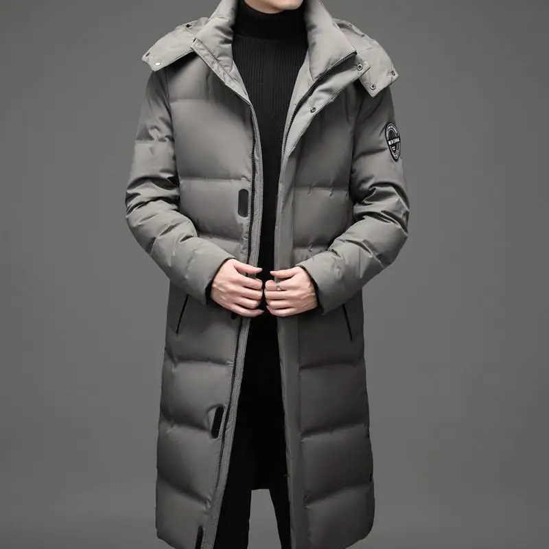 Men down Coat Winter Hooded Jacket Mid Length Version Parkas Windproof and Rainproof Warm Outwear Winter Windbreaker Coat 2022 winter jacket men plus long warm thick hood parkas jacket coat men winter outwear outfits windproof parka 90% down jacket