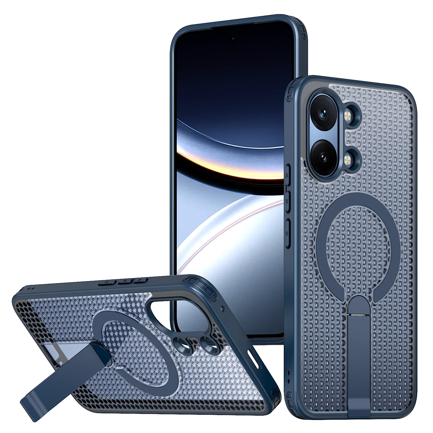 Luxury Magnetic Bracket Heat Dissipation Rugged Tough Phone Case Cover