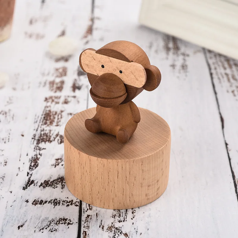Cute Rotating Animal Music Box Castle in the Sky Children Toys Creative Gift Wooden DIY Music Box Craft Birthday Present music box carousel music box