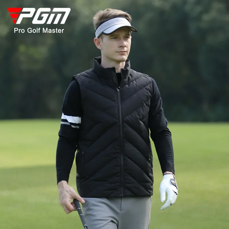 PGM Golf Men's Down Vest Autumn And Winter Windproof And Warm Tank Top Golf White Duck Down Coat