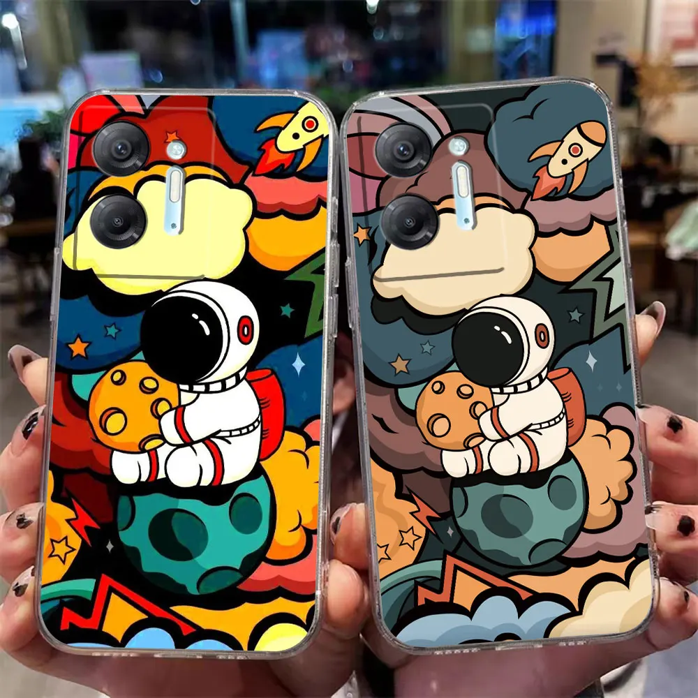 

Clear Phone Case For Infinix HOT 9 10 11 12 12i 20 20s 30 30i POVA 2 3 4 PRO PLAY Case Funda Colored Drawing Space Astronaut