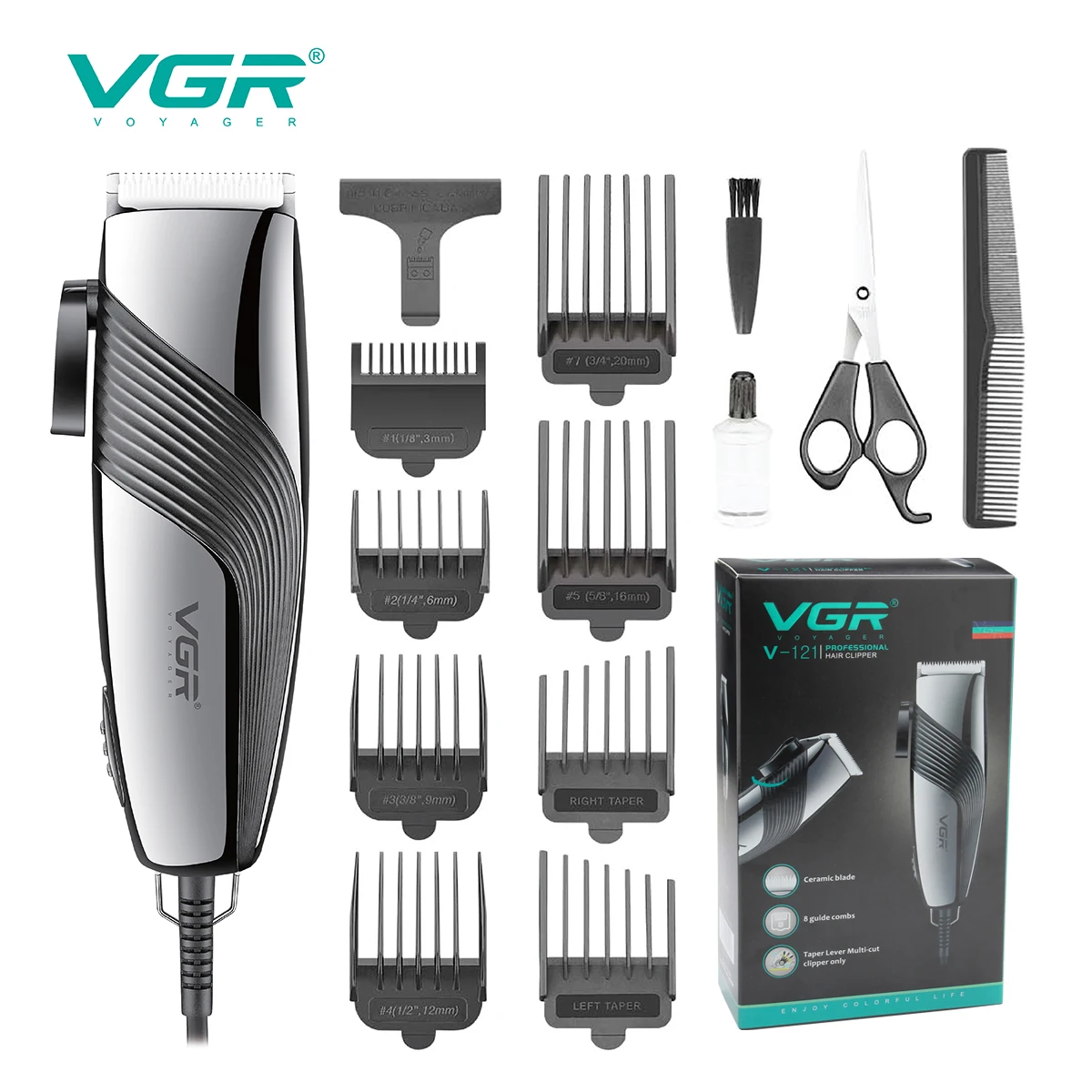 

VGR Hair Trimmer Adjustable Hair Cutting Machine Professional Hair Clipper Electric Haircut Machine Wired Trimmer for Men V-121