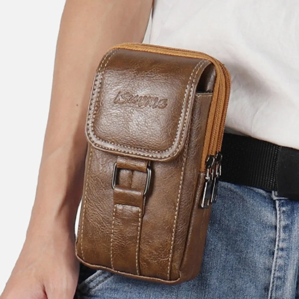 Large Capacity Double-Layer Belt Clip Phone Pouch with Strap