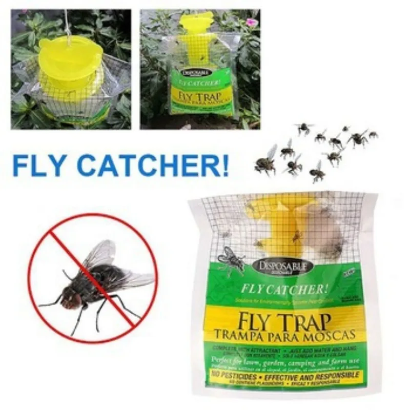 FlyTrapBagsFlyCatcherInsectTrapHangingBaitBagCatcherfor