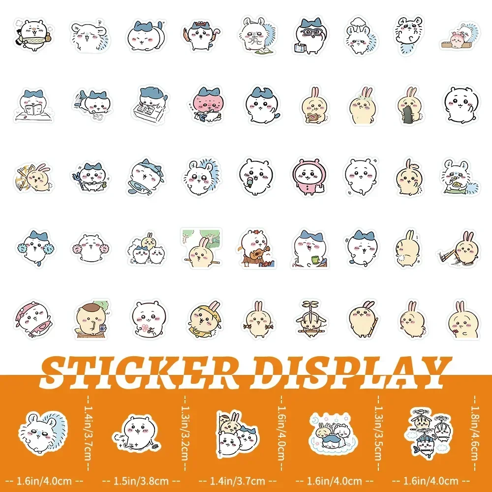 100 Stück Niedliche Chiikawa Aufkleber DIY Wasserfeste Vinyl-Sticker für Scrapbook, Wasserbecher, Handyhülle, Liebliche Cartoon-Anime-Sticker als Geschenk für Kinder – Detail 8