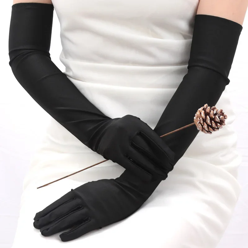 1 Par de Guantes Largos de Tul Negro, para Mujeres, Guantes de Ópera, Fiesta, Halloween, 55cm 1 Par de Guantes Largos de Tul Negro, para Mujeres, Guantes de Ópera, Fiesta, Halloween, 55cm