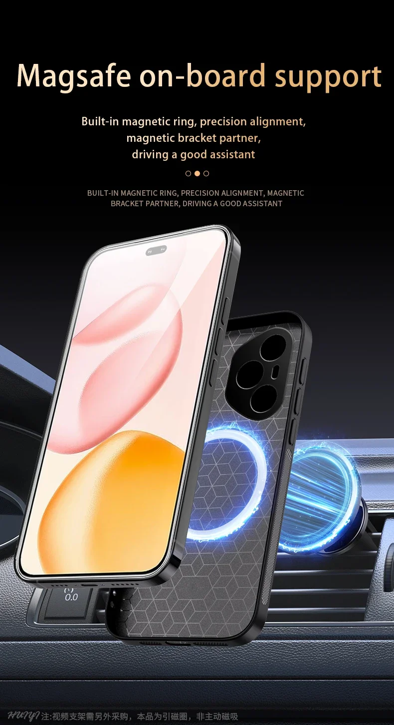 Leather Magnetic Car Holder Phone Case with Wireless Charging Compatibility