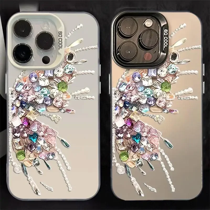 3D Diamond Butterfly Plating Matte Hard Phone Case