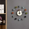 Quiet Round Ball Wood Wall Clock, Home Decor, Modern Design, 3D Clocks for Living Room, Decoration Accessories with Import Movem 1