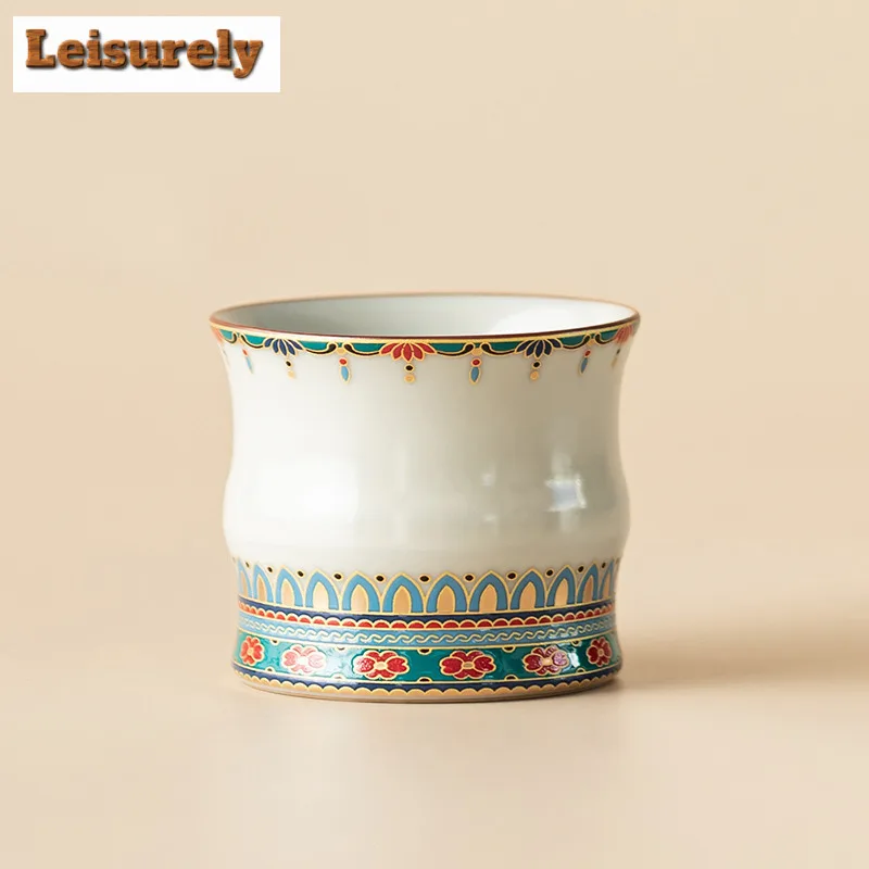 100ml Ru Kiln Dunhuang Bamboo Joint Teacup Aesthetic Tea Bowl Set Of Cups Tea-tasting Personal Cup Chazhan Master Cups Tableware