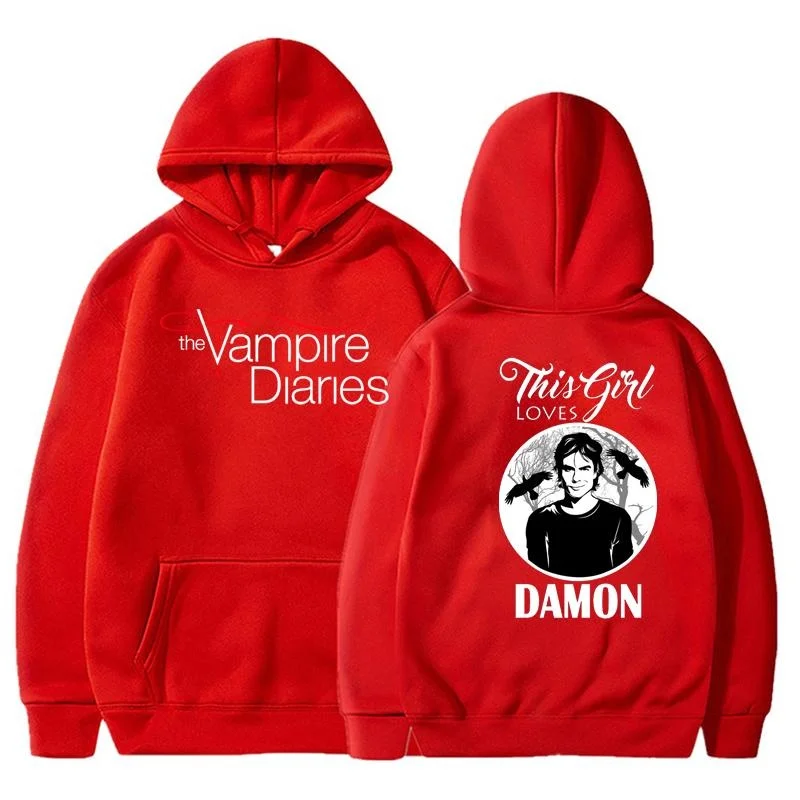 Sudaderas con capucha de The Vampire Diaries para mujer, Sudadera con capucha de personalidad de moda, jersey de manga larga suelto informal para exteriores