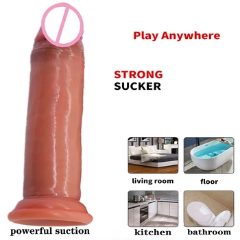 Realista Dildo Soft Material Huge Big Penis with Suction Cup Skin Feeling G Spot Clitoris Sex Toys for Woman Female Masturbation 5