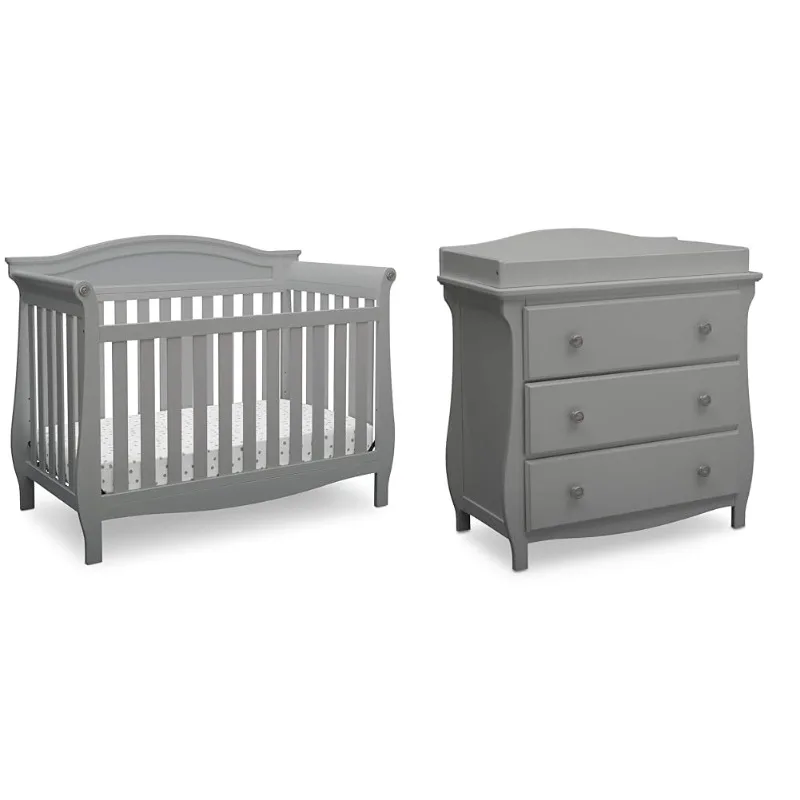 Delta Children Lancaster Convertible Baby Crib  Dresser with Changing Top children desk and chair set
