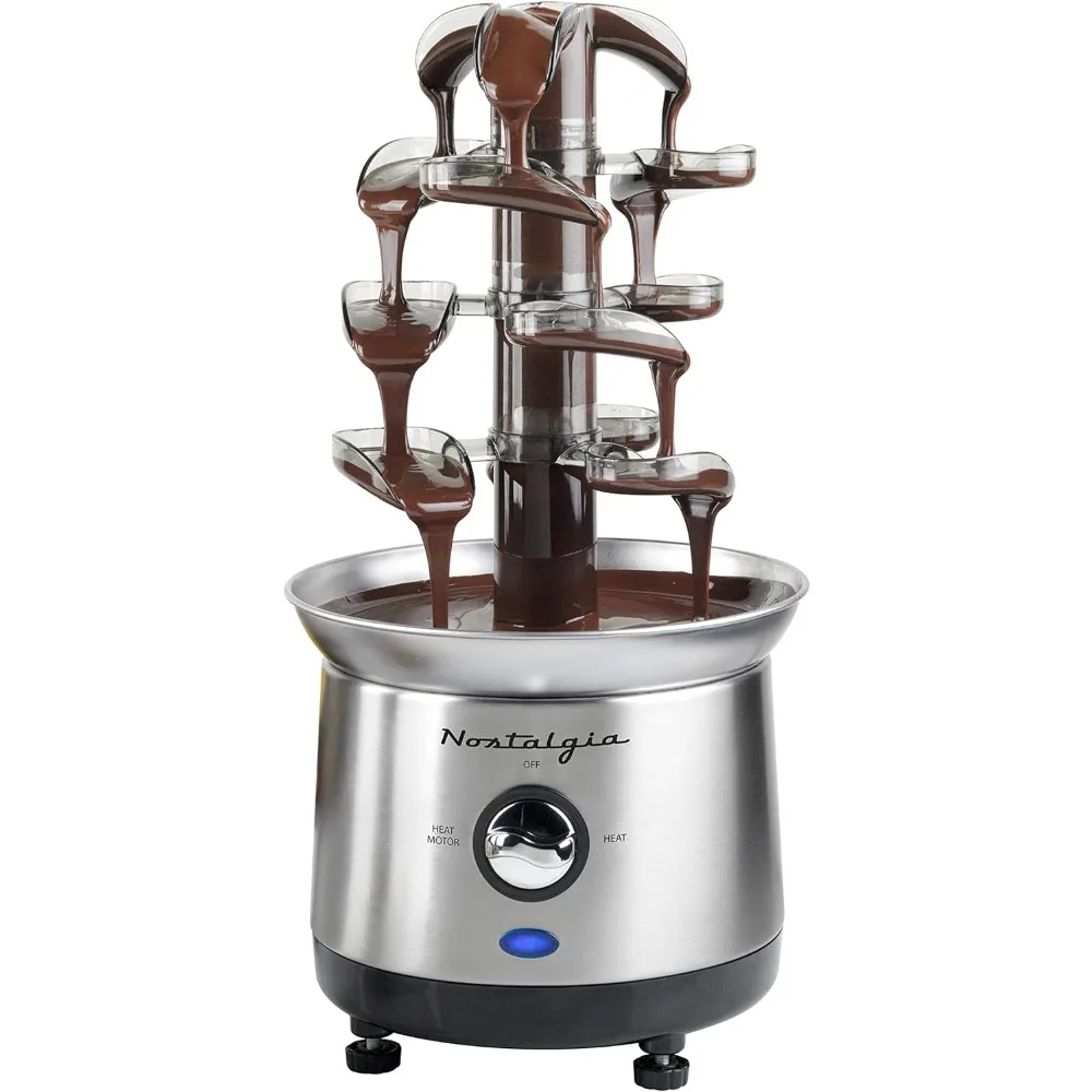 

4 Tier Electric Chocolate Fondue Fountain Machine for Parties, Dip Strawberries, Apple Wedges and More, Chocolate Melting Pot