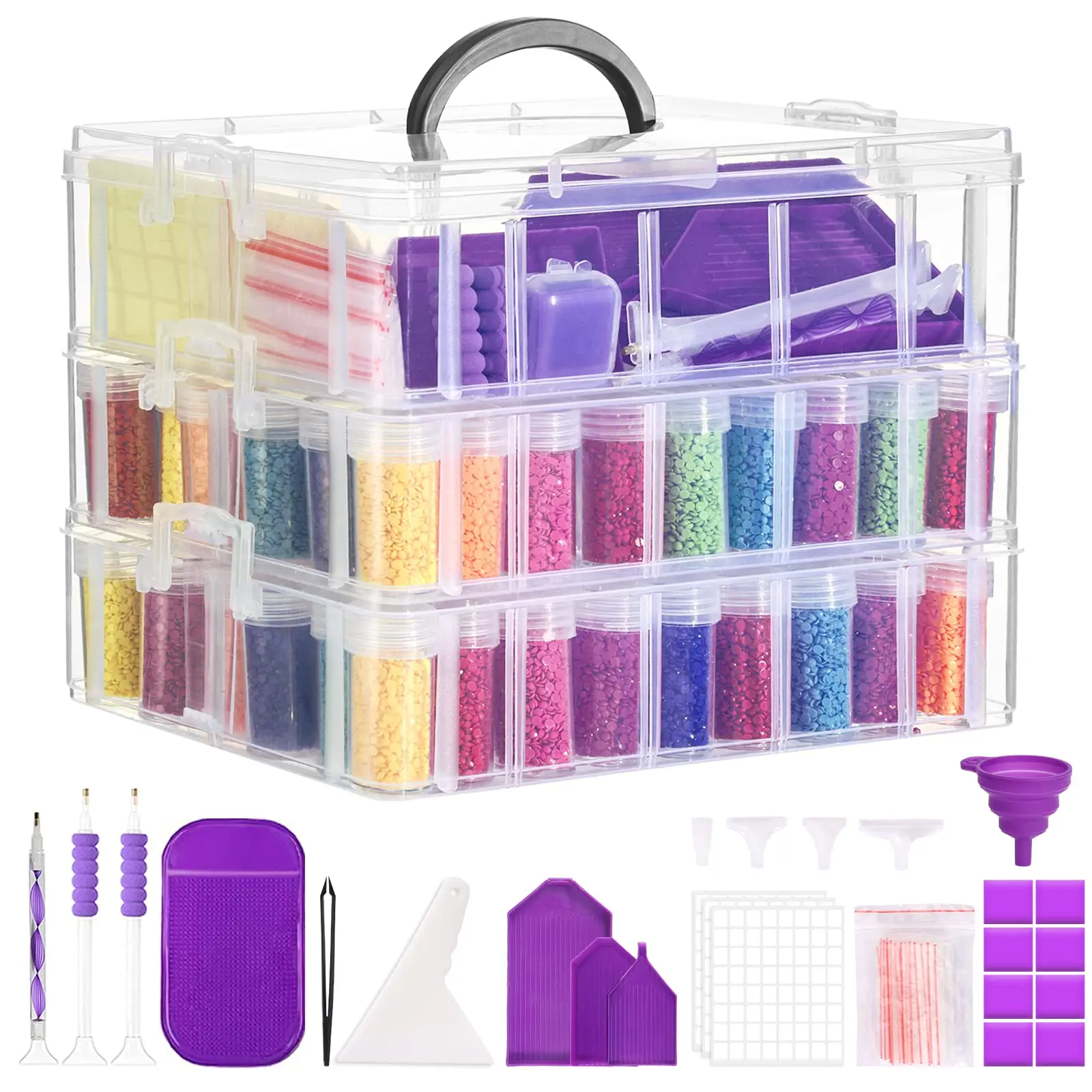 Stackable Storage Containers for Diamond Art with Drawer