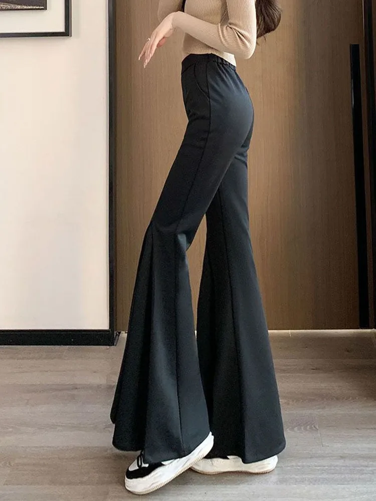 Women Boot Cut Trousers Sexy High Waist Big Flare Pants Vintage Pantalones Fashion Korean New Legging Spodnie Strech Broek