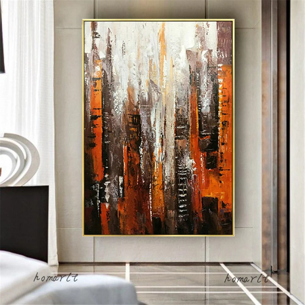 

Large Modern Wall Art Home Decoration On Canvas New Arrival Geometric Color Abstract Painting With Brown Orange Arrworks