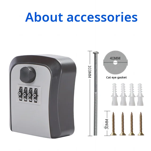 HEE RAK Key Lock Box 4-digit Code Password Storage Key for Home Wall Mounted Anti-theft Waterproof Outdoor Knob Safe Key Box 6