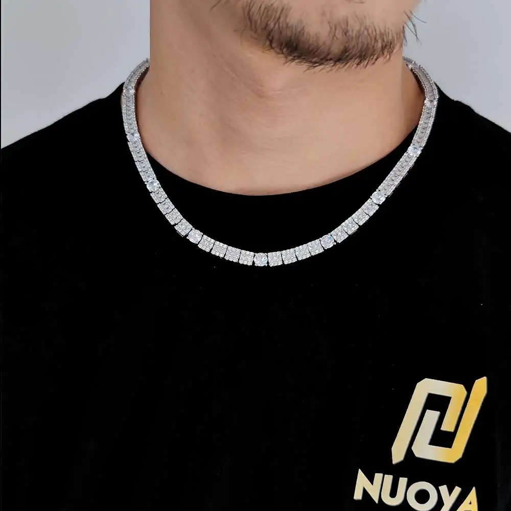 Hip Hop Jewelry 6mm Square Circle Mixed Zircon Tennis Chain Necklace Fashion Personalized Women Accessories