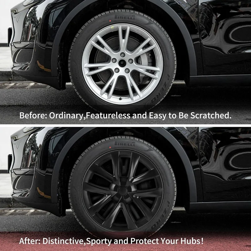 Zijaanzicht Tesla Model 3 met matzwarte 18 inch velgcovers