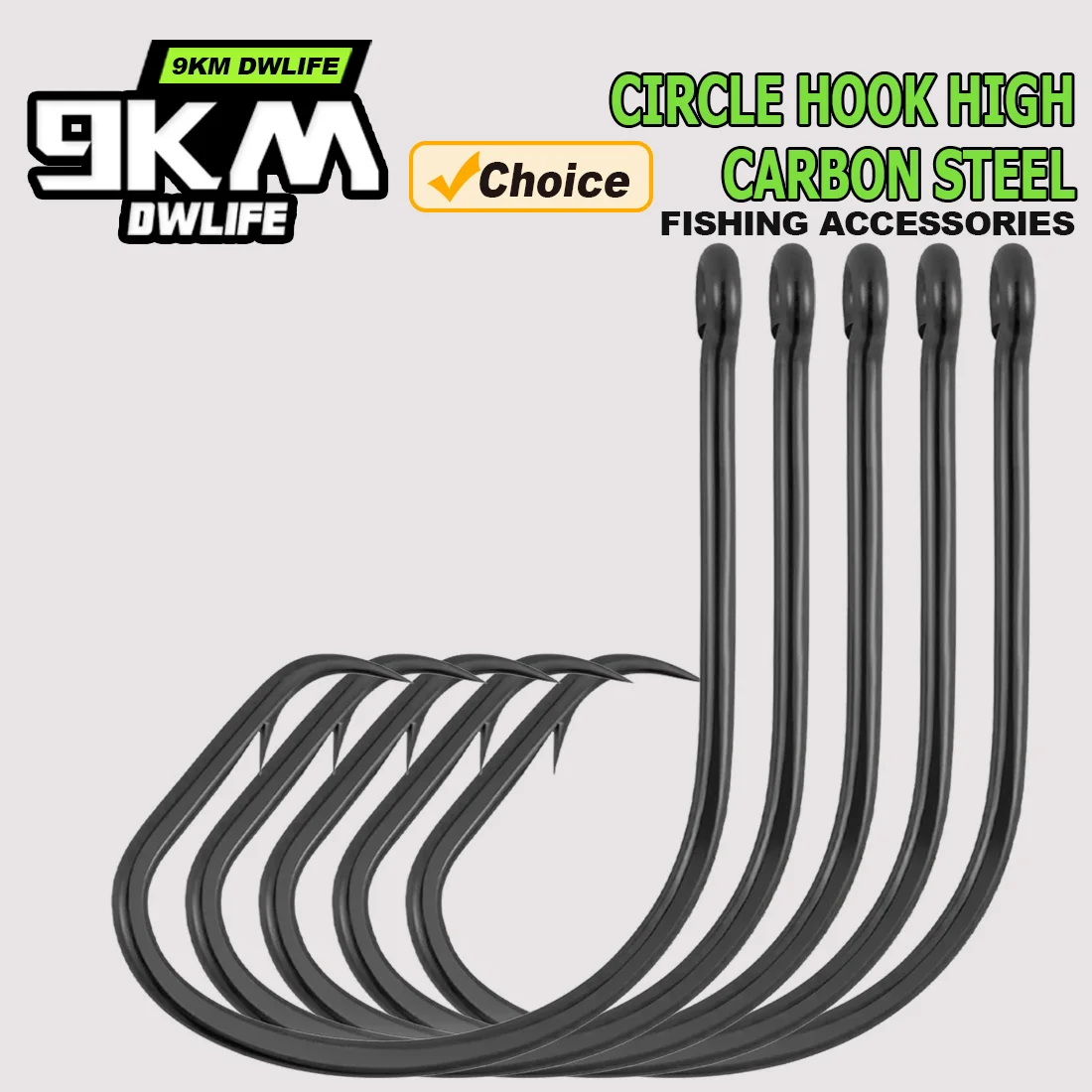 9KM Fishing Hook Inline Circle Hook Barbed Live Bait Hooks High Carbon Steel Wide Gap Hook for Catfish Striped Bass Saltwater