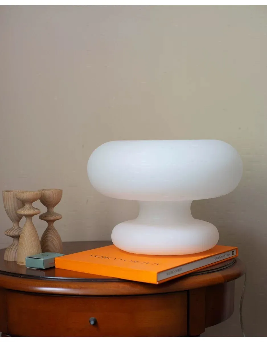 Description Picture 2 of itemWhite Circle Glass Table Lamps Bedroom Corridor Lighting Beside Reading light Home Living Room Decoration desk lamp