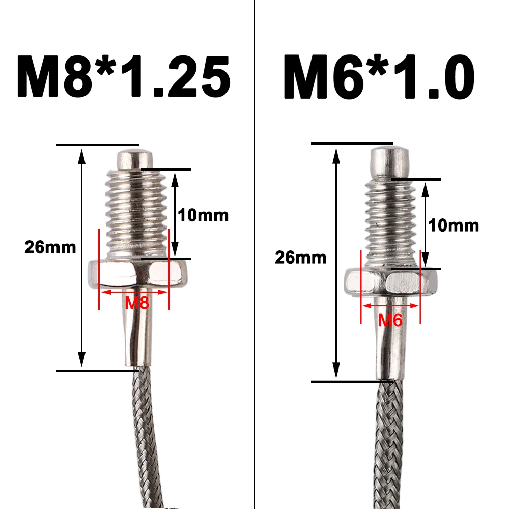 Thermocouple M6 M8 threaded thermal resistance temperature sensor temperature line probe K type E type 0.5M 1M 2M 3M temperature sensor,gas thermocouple valve