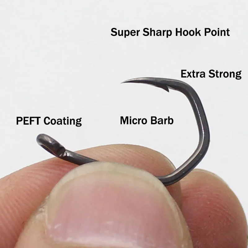 20PCS Carp Fishing Hooks Pinpoint Claw Hooks PTFE Coating High Carbon Stainless Steel Eyed Fish Hooks for Carp Fishing 2