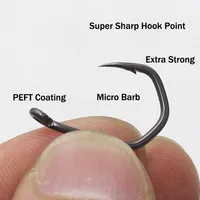 20PCS Carp Fishing Hooks Pinpoint Claw Hooks PTFE Coating High Carbon Stainless Steel Eyed Fish Hooks for Carp Fishing 2