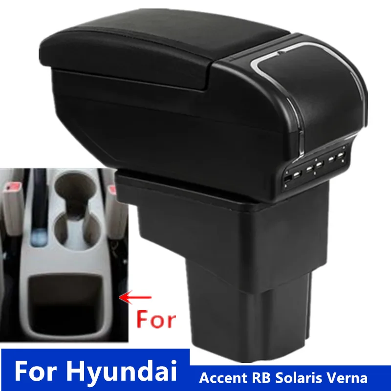 Soft Leather Center Console Storage Box Armrest For Hyundai Accent Rb