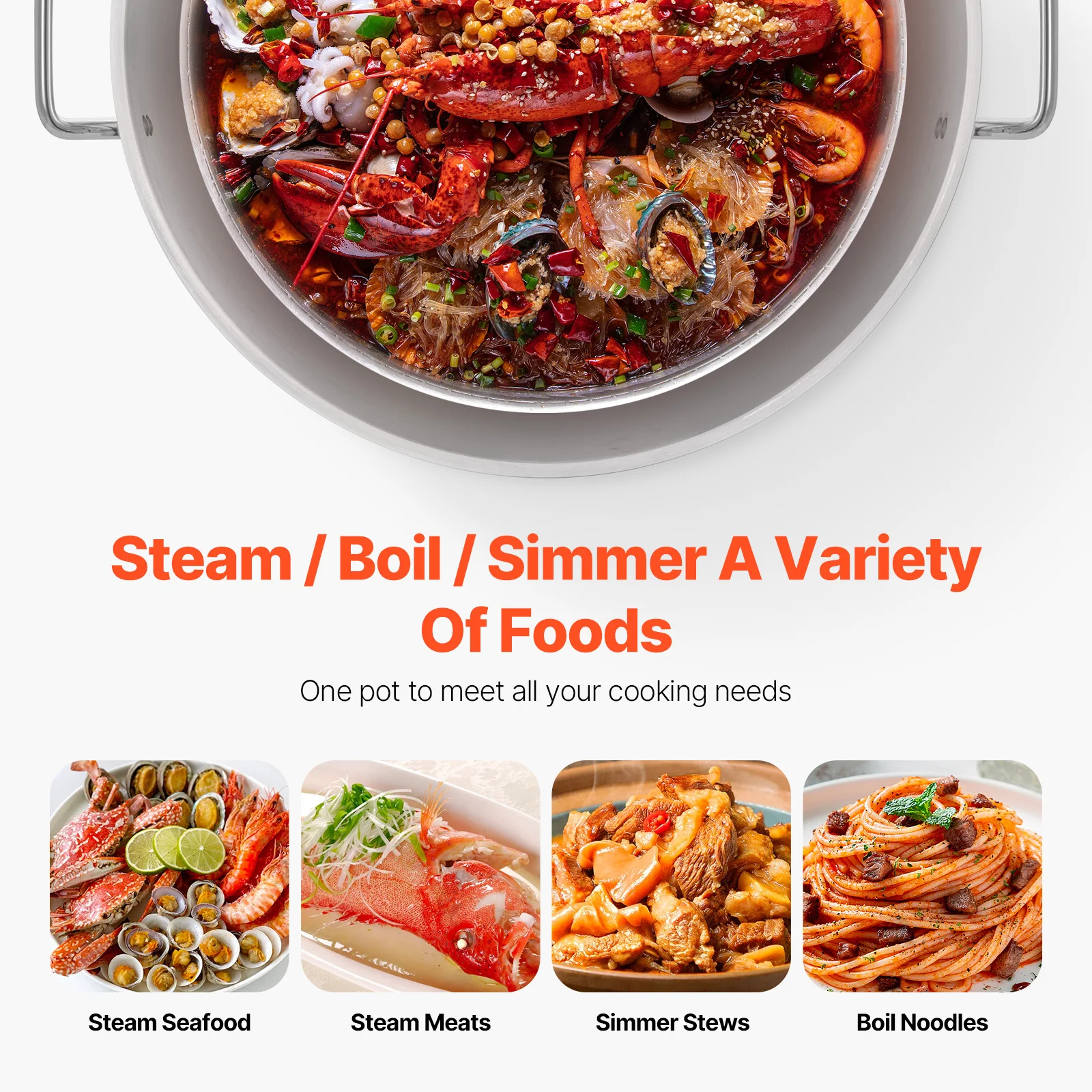 SucceBuy 60/80/100Qt Seafood Boiling Kit with Strainer Cooking Set for Crab Crawfish Boiling Aluminum Stockpot with Steamer Rack 3