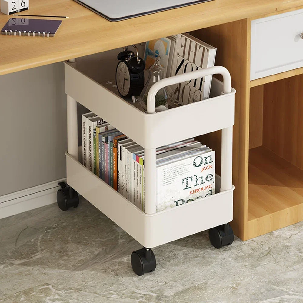 

Under Table Shelf Movable Gap Storage Rack Kitchen Bathroom Slide Organizer Durable Rolling Trolley Multi-storey Cart Storage