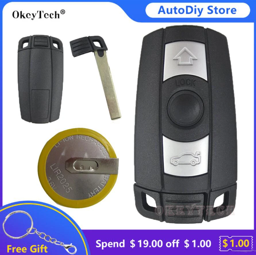 Okeytech 3 Buttons Remote Car Key Shell Fob Case For BMW X5 X6 E60 E70 E71 E87 E90 For BMW 1 3 5 6 Series With 2025 Battery HoldFor BMW E60 E90 E92 E70 E71 E72 E82 E87 E88 E89 X5 X6 For 1 3 5 6 Series ignition wires