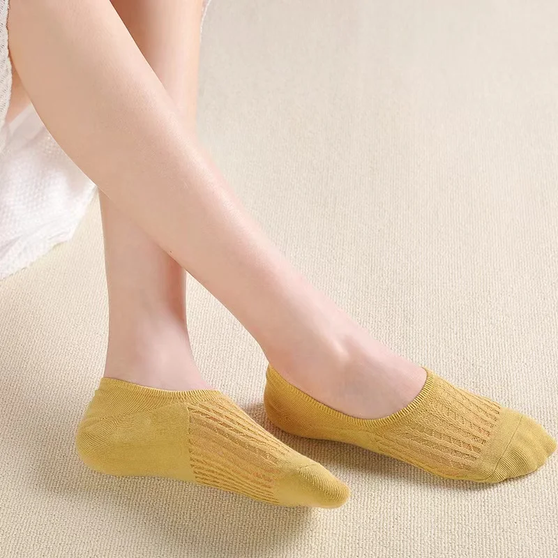 여성용 보이지 않는 메쉬 양말, 실리콘 미끄럼 방지, 발목 로우 컷, 통기성 얇..
