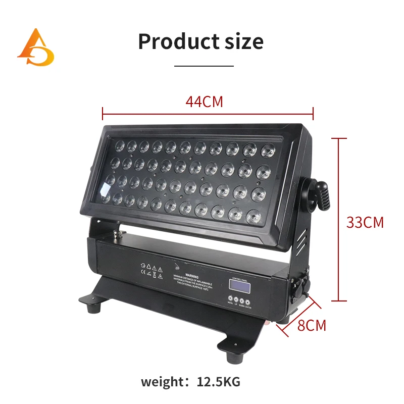 RGBW LED 투광 조명, IP65 방수 플랫 스포트라이트, 야외 공연 배경 염색, DJ 디스코 무대 파 라이트, 44x10W, 4 in 1