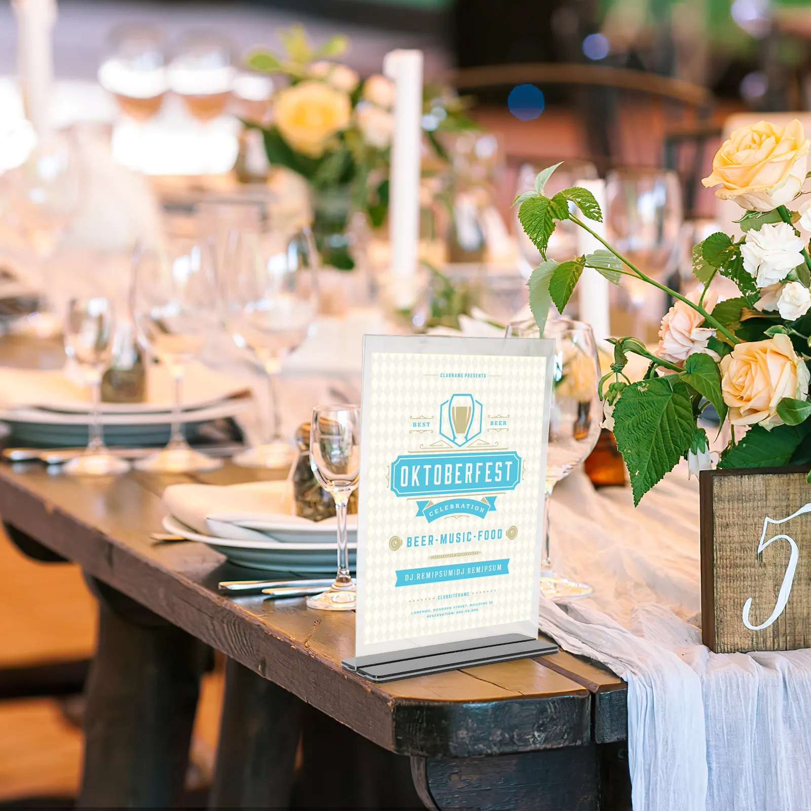 A4 크기 T자형 아크릴 사인 홀더 양면 메뉴 디스플레이 랙 가격표 스탠드 레스토랑 사무실 탁상 디스플레이