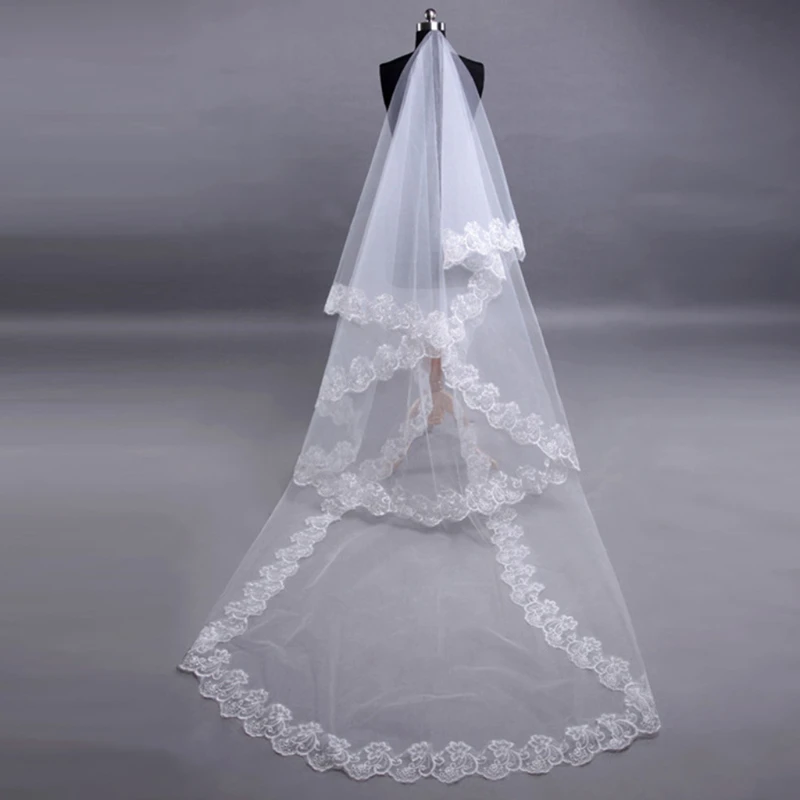 1.5/2/3/5M 1 Layer Women Bridal White Ultra Long Wedding