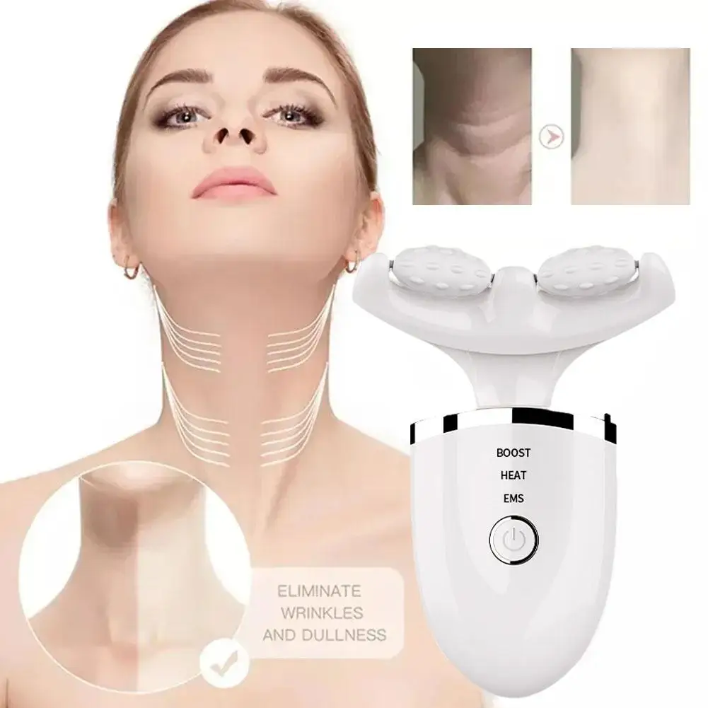 

Neck Face Beauty Device Electric Neck Beauty Massager Current Roller Micro EMS Charging USB Face Light Color Massage W5Q4