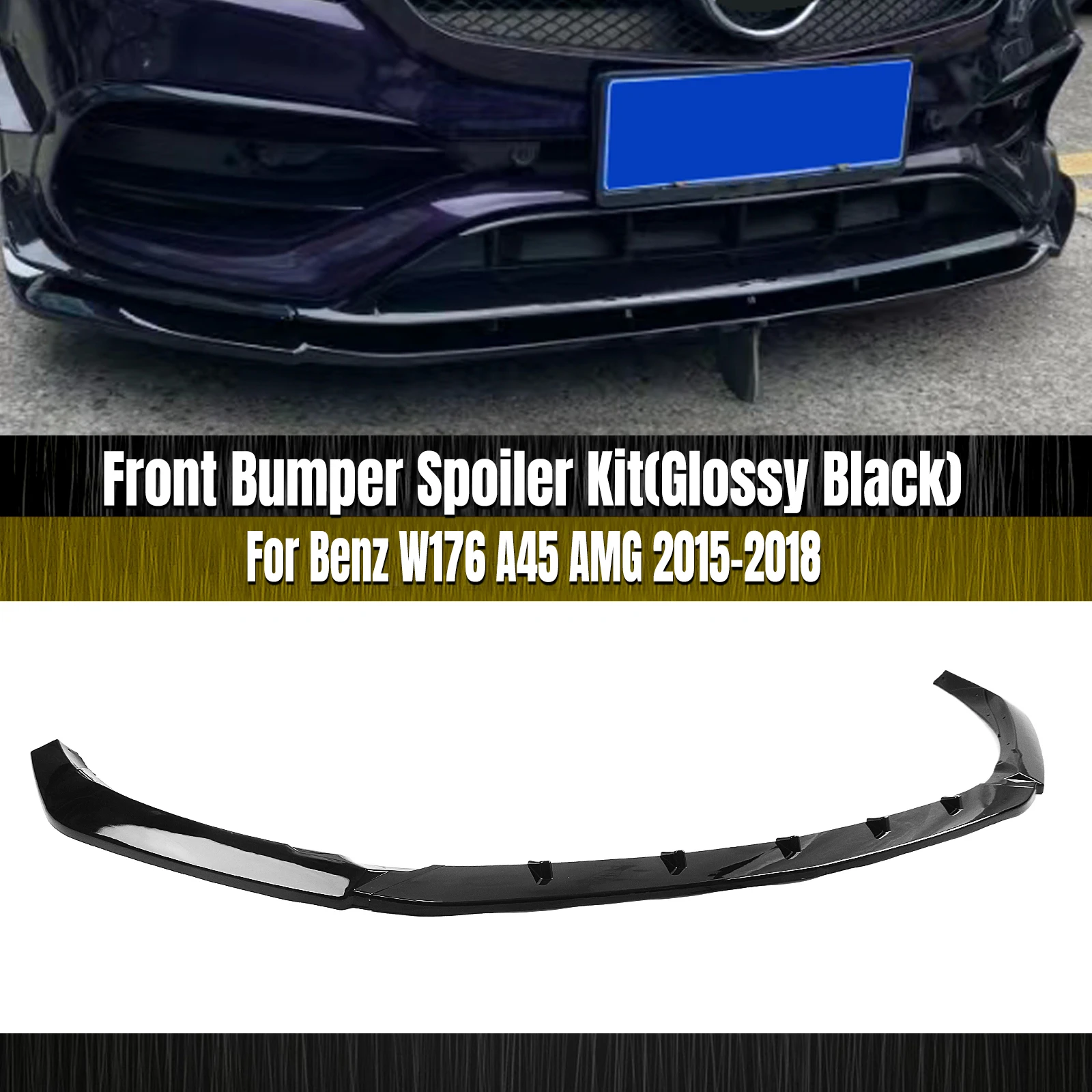 Labbro Splitter Spoiler Inferiore Anteriore Per Mercedes Benz Classe A W176 A200 A45 Amg Hatchback Sport 2015-2018