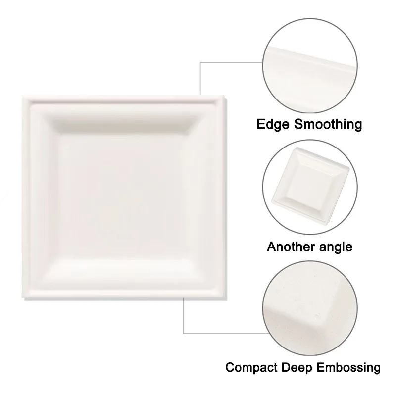 50PCS Disposable Square Paper Plates Disposable Paper Plate Barbecue Party Fruit Snack Christmas Party Tableware Supplies