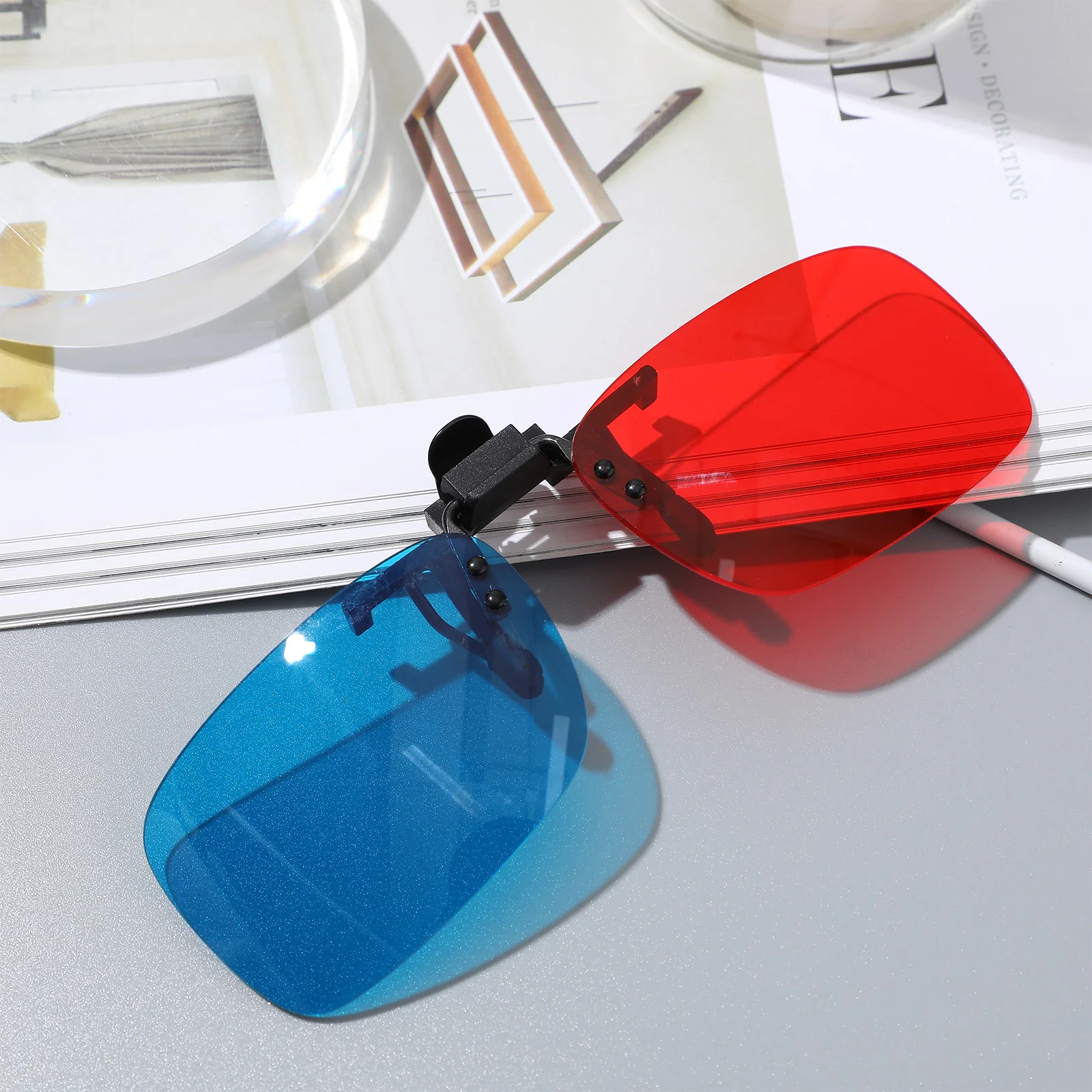 New Red Blue Glasses Hanging Frame 3D Glasses Myopia Special Stereo Clip (Without Glass Frame)