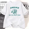 Awake But At What Cost T-Shirt Women Men Retro Funny Raccoon T Shirt Vintage Trash Panda Tshirt Funny Cotton Short Sleeve Tees 2