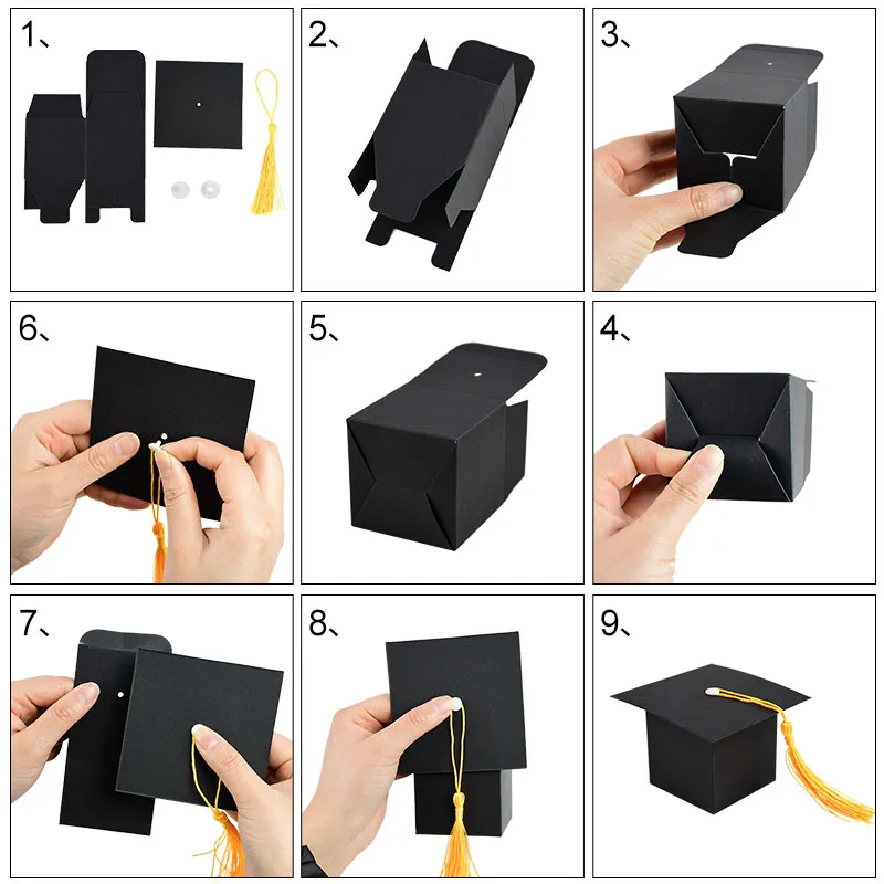 10/20/30Pcs Graduation Cap Gift Box Candy Chocolate Packaging Boxes Bags 2025 Grad Party Favors Home Table Decoration Supplies